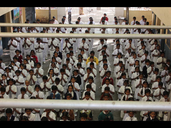 Children in the assembly hall