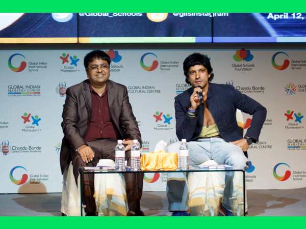 Mr Farhan Akhtar with Mr Atul Temurnikar, Chairman and Co-Founder, Global Schools Foundation at the GIIS Leadership Lecture Series: