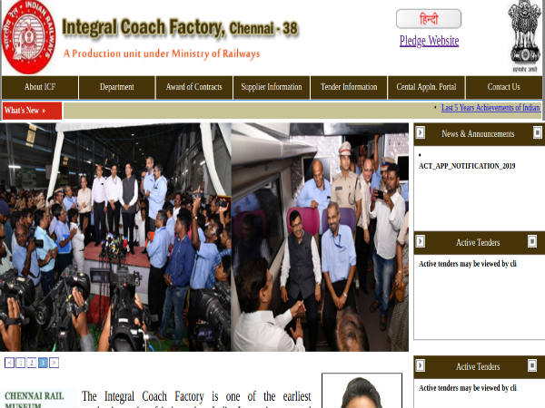 992 Vacancies In Integral Coach Factory 992 Vacancies In Integral Coach Factory