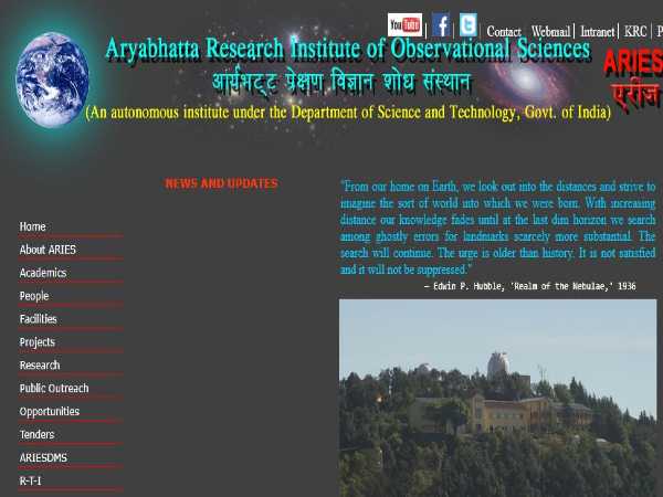 ARIES India Recruitment 2020: Scientists ARIES India Recruitment 2020: Scientists