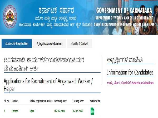 WCD Hassan Recruitment 2020: Anganwadi WCD Hassan Recruitment 2020: Anganwadi