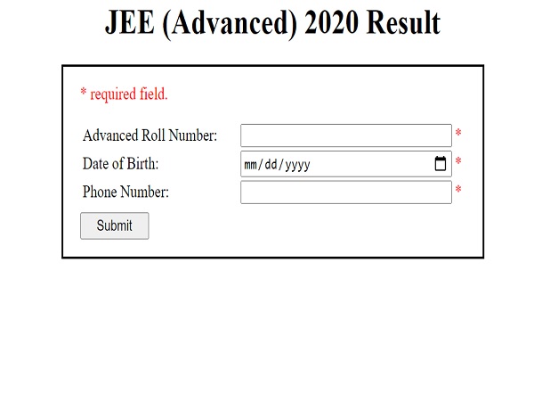 JEE Advanced Result 2020 JEE Advanced Result 2020