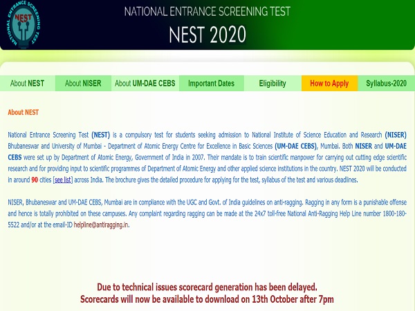 NEST Result 2020 Details NEST Result 2020 Details