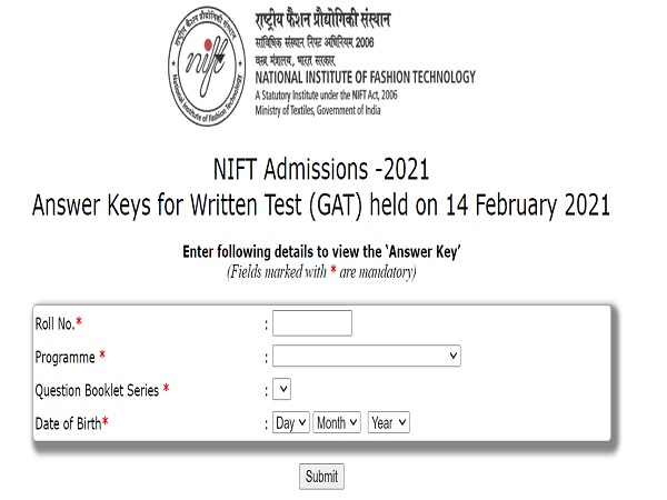 NIFT Answer Key 2021 Released NIFT Answer Key 2021 Released