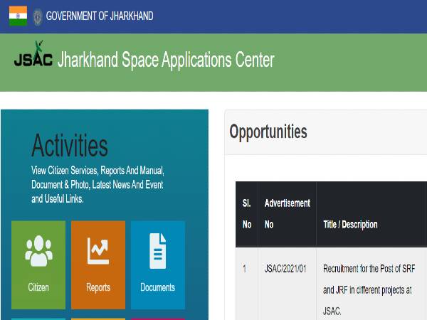 JSAC Recruitment 2021 Notification For SRF And JRF Posts In Jharkhand Space Application Centre Jobs - Vimarsana News