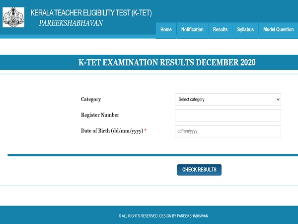 Kerala TET Result For December 2020 Released Kerala TET Result For December 2020 Released