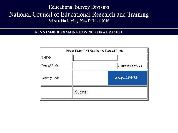 NTSE Stage 2 Result 2020 Declared NTSE Stage 2 Result 2020 Declared