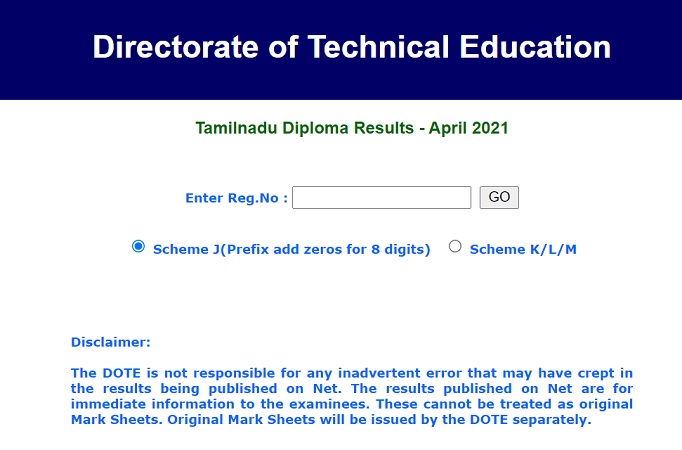 TNDTE Diploma Result 2021 April Declared TNDTE Diploma Result 2021 April Declared