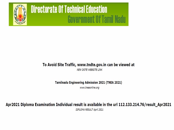 TNDTE Diploma Result 2021 April Declared TNDTE Diploma Result 2021 April Declared