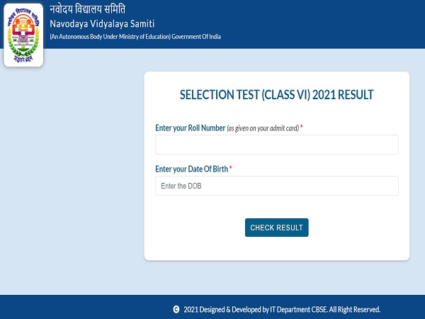 JNVST Result 2021 Declared JNVST Result 2021 Declared