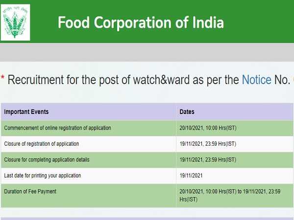 FCI Haryana Recruitment 2021: 380 Watchman Posts FCI Haryana Recruitment 2021: 380 Watchman Posts