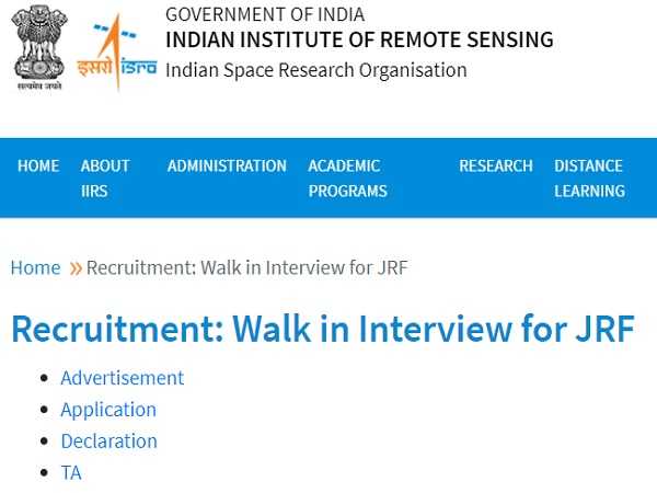 IIRS ISRO Recruitment 2021: JRF Posts IIRS ISRO Recruitment 2021: JRF Posts