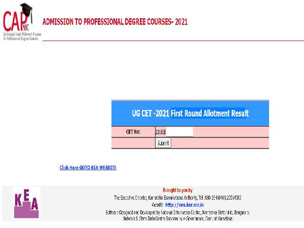 Karnataka CET 2021 First Round Allotment Result Karnataka CET 2021 First Round Allotment Result