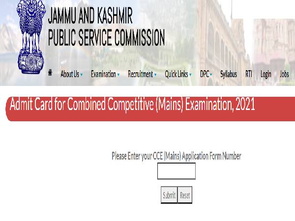 JKPSC CCE Mains Admit Card 2021 released JKPSC CCE Mains Admit Card 2021 released